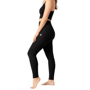 Adidas Originals Tonal 3 Stripe High Waist Leggings Small Black Athleisure